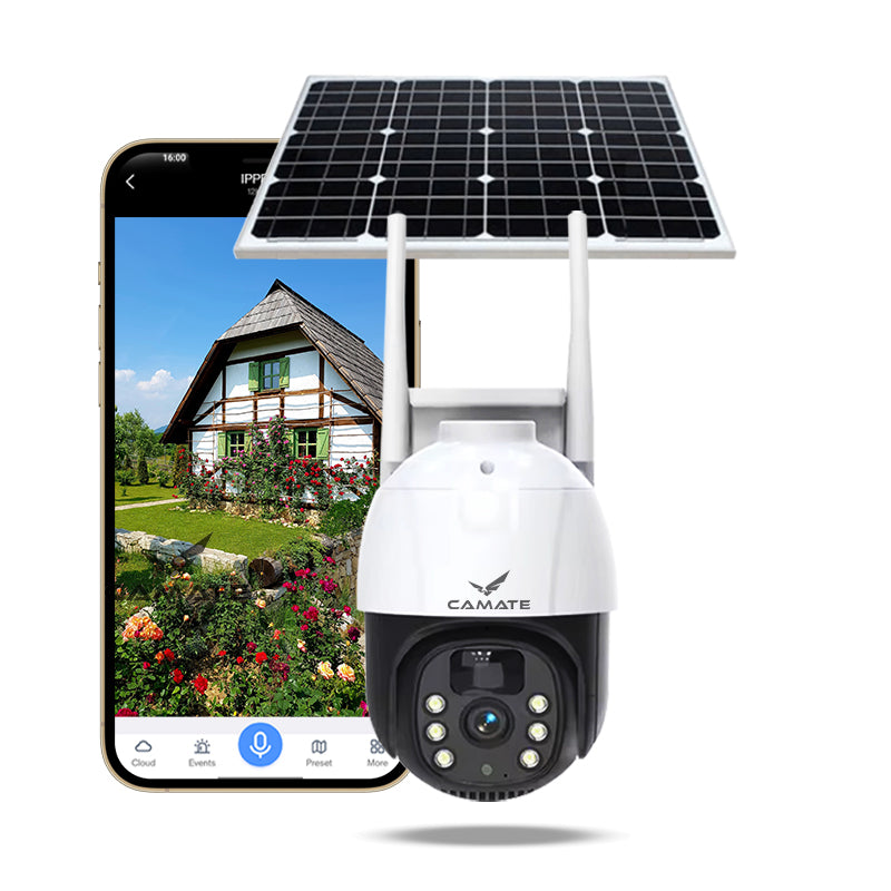 Camate Blaze Solar 3Mp 4G Sim Based Pan & Tilt Zoom CCTV Camera, Outdoor Camera, Weatherproof, 2 Way Talk, Motion Detection, Supports SD Card Up to 256 GB, Colored Night Vision (Blaze)