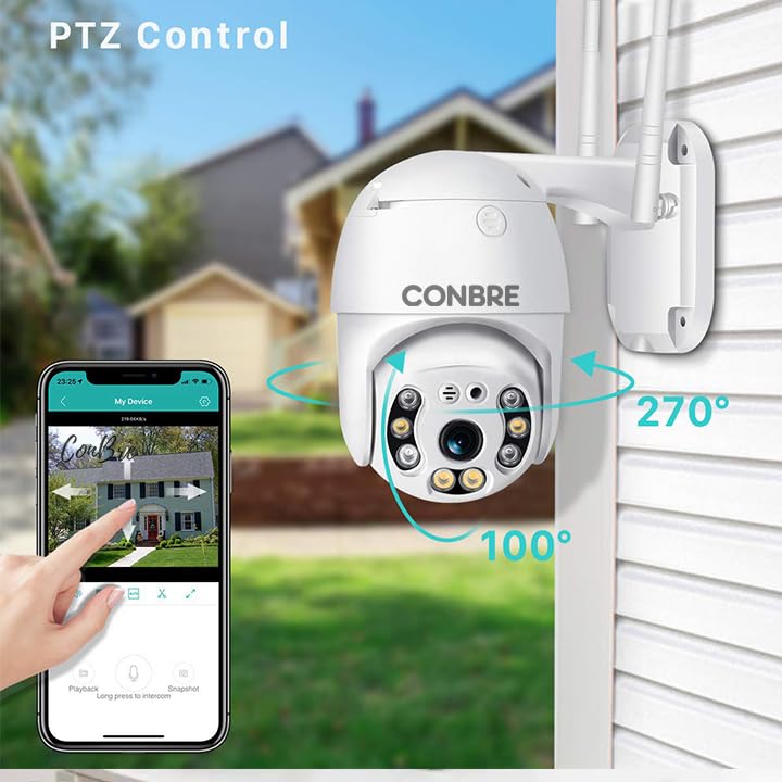 Conbre UltraXR 3MP Outdoor WiFi Wireless Smart IP CCTV Security Camera | Colored Night Vision | 2-Way Audio | Motion Track | Support upto 128GB SD Card Slot