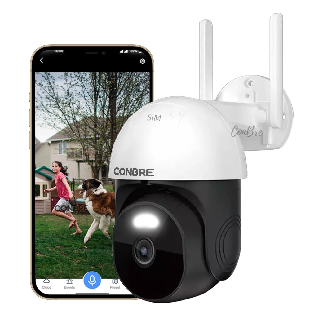 Conbre Cruizer 3MP 4G Sim Based Outdoor PTZ Security Camera | Supports 128GB SD Card