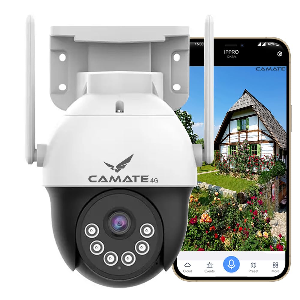 Camate Astro 4G SIM 3Mp Pan Tilt Sim based Outdoor CCTV Camera | Water Proof | Supports SD Card Up to 256 GB