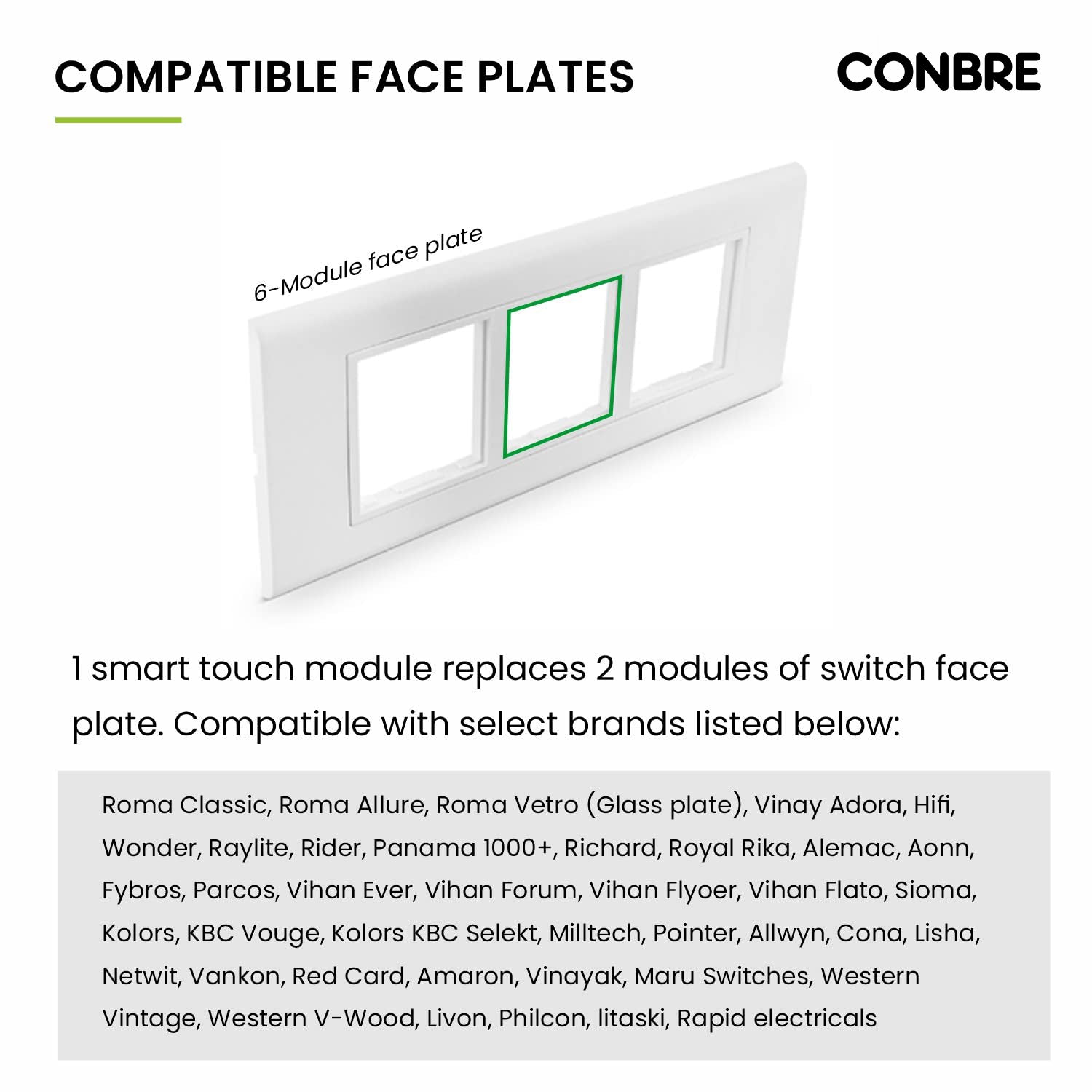 CONBRE SW4 Wi-Fi Smart Modular 4 Gang Touch Switch for Home automation ...