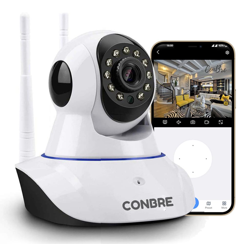 Conbre MultipleXR2 Pro HD Indoor WiFi Wireless IP CCTV Security Camera | Night Vision | 2-Way Audio | Support 128 GB Micro SD Card Slot