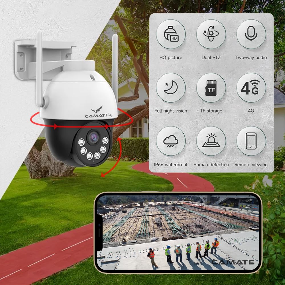 Camate Astro 4G SIM 3Mp Pan Tilt Sim based Outdoor CCTV Camera | Water Proof | Supports SD Card Up to 256 GB