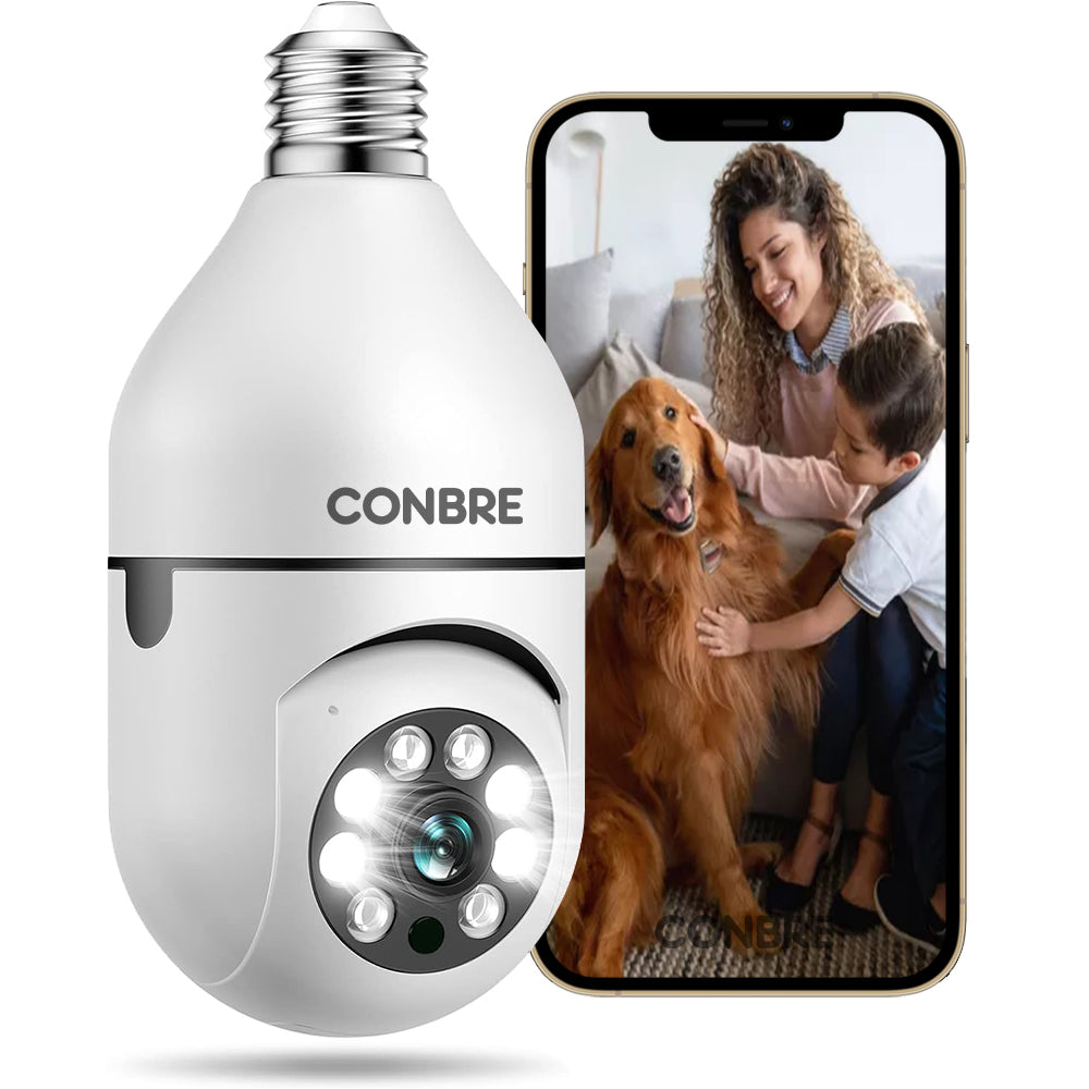 Conbre LightXR 2MP Full HD WiFi Light Indoor Wireless CCTV Camera | Two way Talk | Colored Night Vision | Supports 128 GB SD card