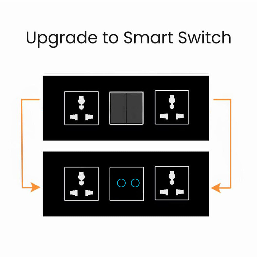 CONBRE SW2 Wi-Fi Smart Modular 2 Gang Touch Switch for Home automation | Suitable for upto 1.5 ton AC, gyser & 16A switch socket etc | Compatible with Alexa, google Assistance & Siri